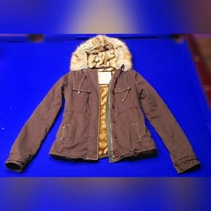 Abercrombie & Fitch Fur Denim Coat
